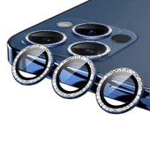 Apple iPhone 12 Pro Taşlı Kamera Lens Koruyucu Çerçeveli Koruyucu - 10