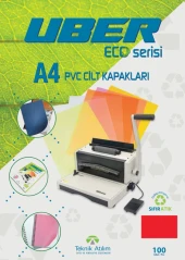 UBER A4 OPAK KIRMIZI PVC CİLT KAPAKLARI - 100ADET - 1
