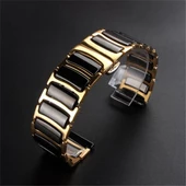 Samsung Galaxy Watch 4 5 6 7 FE 40 40 44 Classic 42 43 46 47 mm Kordon Çerçeveli Seramik Metal Kordon - 10