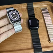 Apple Watch 10 42mm - 38/40/41mm Kordon Mıknatıslı Baklalı Metal Kordon 2/3/4/5/6/se/7/8/9 - 11