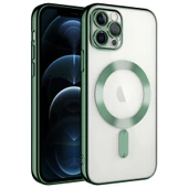 Apple iPhone 11 Pro Max için Magsafe ile uyumlu Kılıf Kamera Lensli Korumalı Şeffaf Silikon Kapak - 1