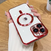 Apple iPhone 11 Pro Max için Magsafe ile uyumlu Kılıf Kamera Lensli Korumalı Şeffaf Silikon Kapak - 12