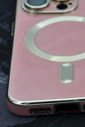 iPhone 14 Pro Uyumlu MagSafe Özellikli Lens Korumalı Lazerli Renkli Kılıf Pudra Pembe thumbnail 6