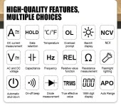 WellHise VC203 Ölçü Aleti Multimetre Avometre NCV Işıklı Ekran El Feneri Isı Ölçer - 6