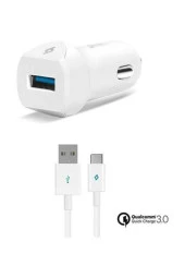 Ttec SpeedCharger QC 3.0 Serisi Type-C Kablolu Hızlı Araç Şarj Cihazı Beyaz - 1