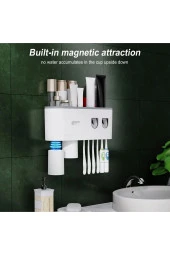 IDE Diş Fırçası Tutucu,banyo Rafı,matkapsız Duvara Monte Diş Fırçası Tutacağı,otomatik Diş Macunu - 1