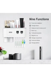 IDE Diş Fırçası Tutucu,banyo Rafı,matkapsız Duvara Monte Diş Fırçası Tutacağı,otomatik Diş Macunu - 2