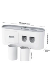 IDE Diş Fırçası Tutucu,banyo Rafı,matkapsız Duvara Monte Diş Fırçası Tutacağı,otomatik Diş Macunu - 5