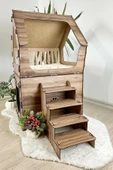 Mavitrend Ahşap Büyük Kedi Evi XXL Açık Teraslı Model 5 Kg Üstü Kediler İçin Kahverengi Renk - 5