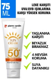 Pierre Cardin SPF 50 Leke Karşıtı Yüksek Koruyucu Yüz Güneş Kremi 75 ML Normal Ve Kuru Ciltler İçin - 7