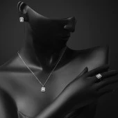 Kare Taşlı 14 Ayar Beyaz Altın Baget Set thumbnail 3