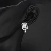 Kare Taşlı 14 Ayar Beyaz Altın Baget Set thumbnail 5