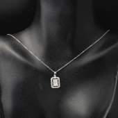 Kare Taşlı 14 Ayar Beyaz Altın Baget Set thumbnail 6