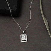 Kare Taşlı 14 Ayar Beyaz Altın Baget Set thumbnail 7