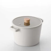 Neoflam Döküm Tencere Cam Kapaklı Fika Derin 22cm Bej - 1