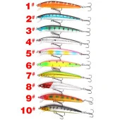 Valkyrie 10 Adet 10cm 9gr Minnow Sahte Olta Yem Seti Rapala 1m Derinlik 10 Farklı Renk Karbon Çelik İğne - 2