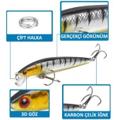Valkyrie 10 Adet 10cm 9gr Minnow Sahte Olta Yem Seti Rapala 1m Derinlik 10 Farklı Renk Karbon Çelik İğne - 3