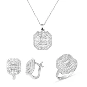 14 Ayar Baget Taşlı Beyaz Altın Set thumbnail 1