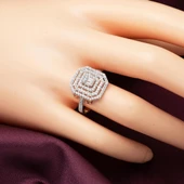 14 Ayar Baget Taşlı Beyaz Altın Set thumbnail 4