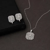 14 Ayar Baget Taşlı Beyaz Altın Set thumbnail 6