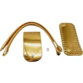 Angel Çanta Aksesuar Pelikan Çanta Saplı Parlak Rugan Deri Çanta Seti Gold Renk thumbnail 1