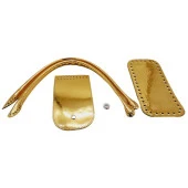 Angel Çanta Aksesuar Pelikan Çanta Saplı Parlak Rugan Deri Çanta Seti Gold Renk thumbnail 2