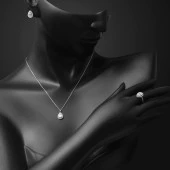 Damla Bagetli 14 Ayar Beyaz Altın Set thumbnail 3