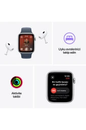 Apple Watch SE 2.Nesil (2023) GPS + Cellular 40mm Silver Aluminium Case with Storm Blue Sport Band - S/M - Gümüş - 7