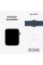 Apple Watch SE 2.Nesil (2023) GPS + Cellular 40mm Silver Aluminium Case with Storm Blue Sport Band - S/M - Gümüş - 8