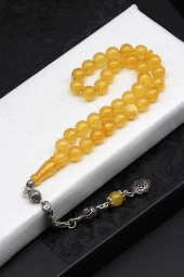 925 Ayar Gümüş Püsküllü 8 mm Damla Kehribar Küre Kesim Tesbih thumbnail 1