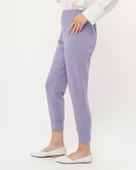 Step Paçası Manşetli Beli Lastikli Pantolon - (38-46) - 71125 - Lila - 2