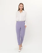 Step Paçası Manşetli Beli Lastikli Pantolon - (38-46) - 71125 - Lila - 1
