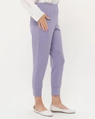 Step Paçası Manşetli Beli Lastikli Pantolon - (38-46) - 71125 - Lila - 3