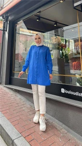 Arya Kumaşı Kendinden Detaylı Gömlek - 71124.022 - Saks - 2