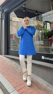Arya Kumaşı Kendinden Detaylı Gömlek - 71124.022 - Saks - 3