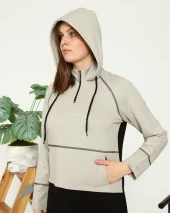 Sıla Kapüşon Detaylı Çift Renk Sweat Elbise - 71042.015 - Lacivert - 4