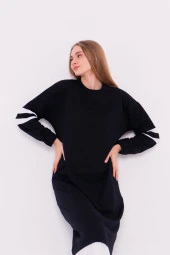 Gupse Kolları Şeritli Eteği Detaylı Spor Elbise - 71079.015 - Lacivert - 3