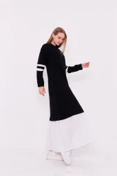 Gupse Kolları Şeritli Eteği Detaylı Spor Elbise - 71079.003 - Siyah - 2