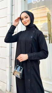 Buket Boydan Düğme Detaylı Elbise - 71146.015 - Lacivert - 6