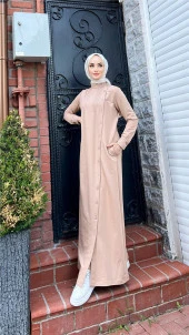 Buket Boydan Düğme Detaylı Elbise - 71146.026 - Bej - 2