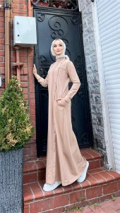 Buket Boydan Düğme Detaylı Elbise - 71146.026 - Bej - 5