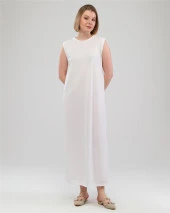 Defile İçlik Sade Basic Kolsuz Elbise - 06041.002 - Beyaz - 4