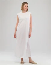 Defile İçlik Sade Basic Kolsuz Elbise - 06041.002 - Beyaz - 8