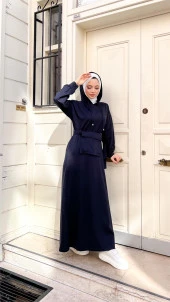 Kapşonlu Seyyar Cepli Pamuklu Elbise - 71169.015 - Lacivert - 2