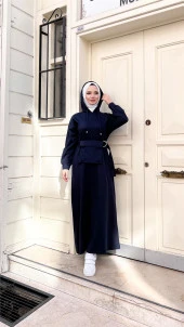 Kapşonlu Seyyar Cepli Pamuklu Elbise - 71169.015 - Lacivert - 9