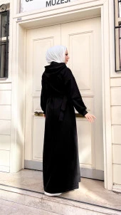 Kapşonlu Seyyar Cepli Pamuklu Elbise - 71169.003 - Siyah - 10