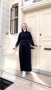 Kapşonlu Seyyar Cepli Pamuklu Elbise - 71169.015 - Lacivert - 11