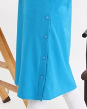 Çıtçıt Detaylı Sweatshirt - 3028 - Turkuaz - 4
