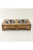 Petmagic 2'li Mama Kabı Ikili Ahşap-çelik Mama Kabı - 1