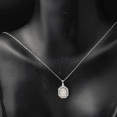 Köşeli 14 Ayar Beyaz Altın Baget Set thumbnail 4